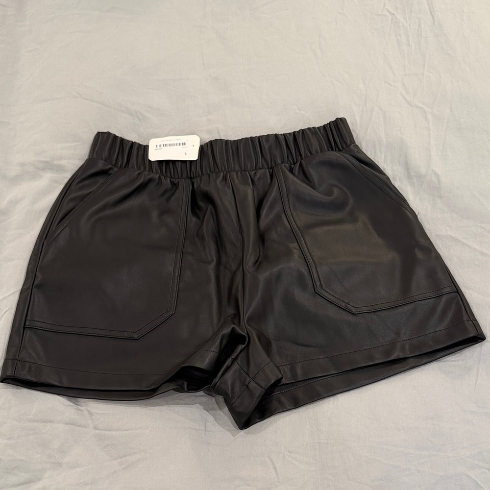 Steve Madden High Waist Black Leather Shorts